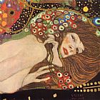 Gustav Klimt Water Serpents II painting